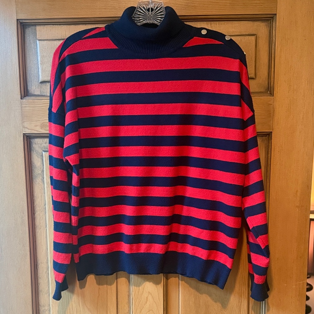 Rafiana Red and Blue Striped Sweater